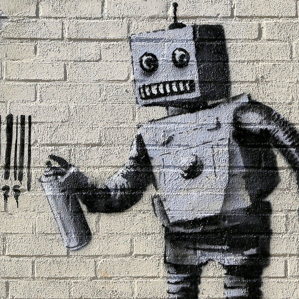 Banksy Robot Graffiti Canvas Pop Culture Wall Art